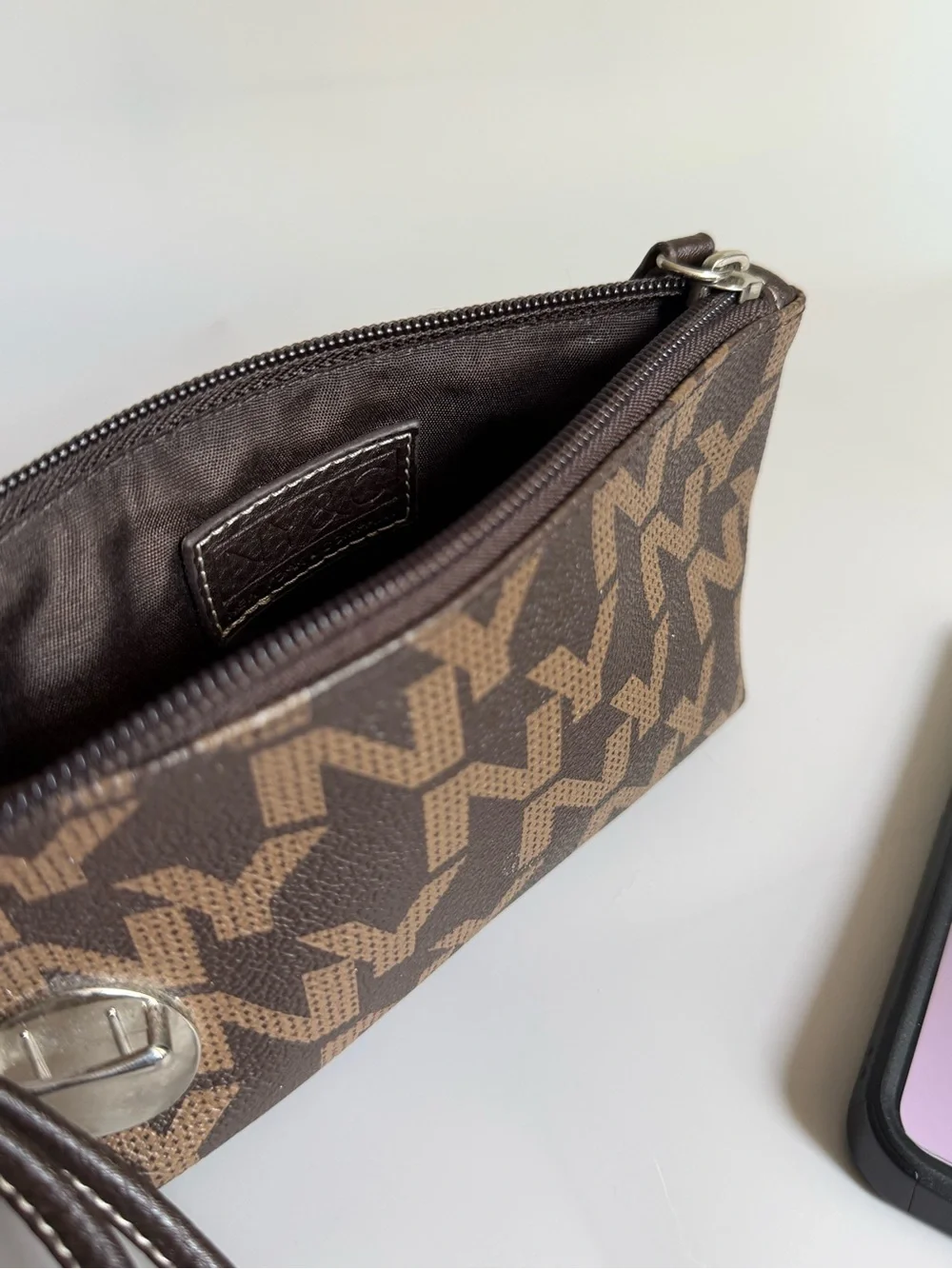 Pattern Brown Wristlet Clutch